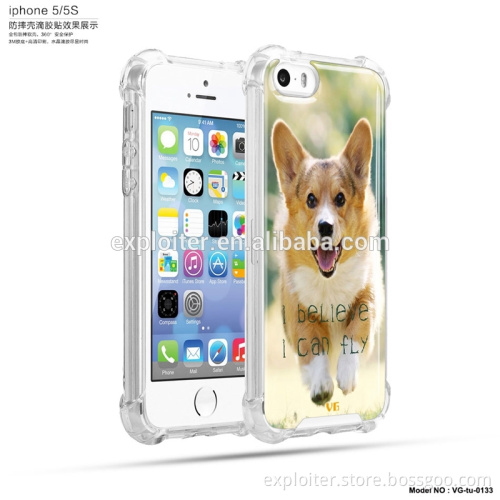 Anti knock air sac epoxy customized phone case cover for iphone 5s hard cover clear